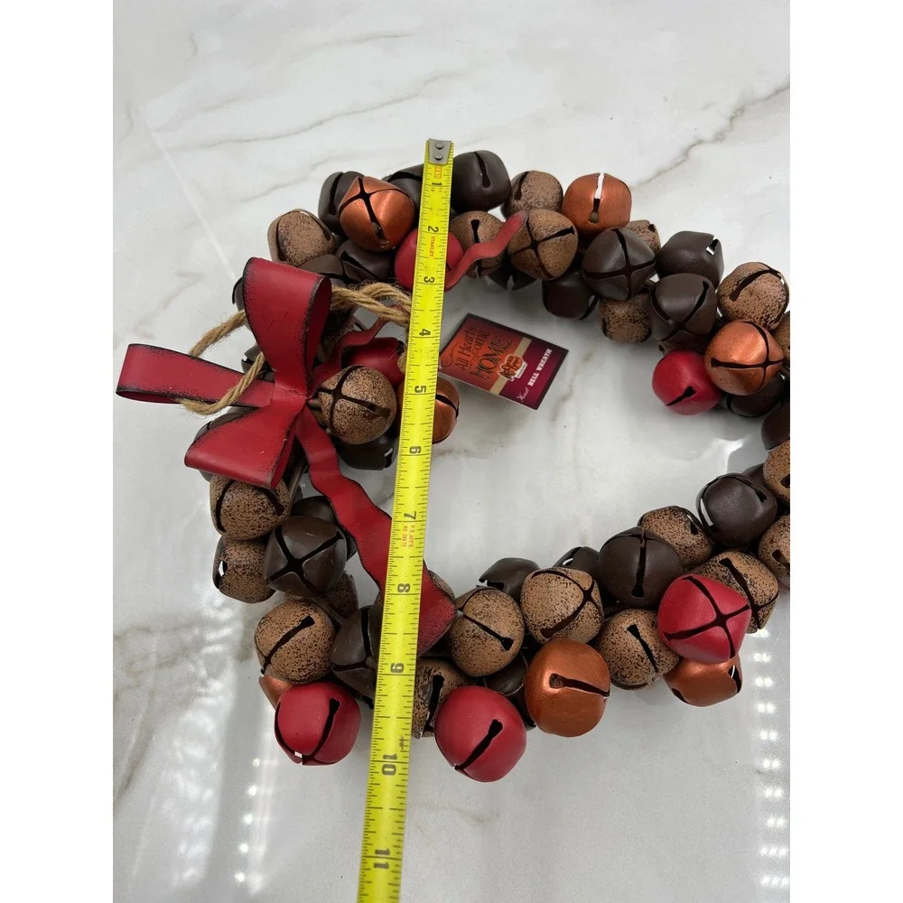Cracker Barrel Heart Bell Wreath All Hearts Come Home Red Brown Copper Rustic